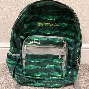 Used LL Bean “Thomas” monogrammed backpack